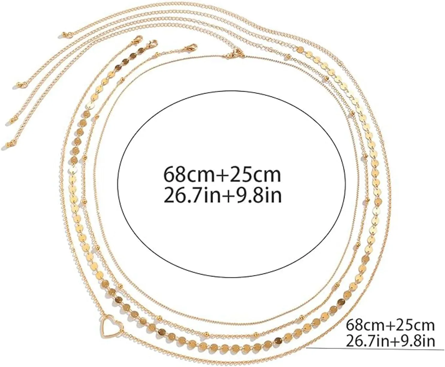 4Pcs Rhinestone Heart Waist Chain Belt Jewelry Summer Beach Multi-Layered Copper Sequins Tassel Waist Belly Chain Sexy Bikini Crystal Bead Dancer Belly Body Chains Jewelry for Women