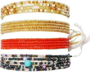 50 Inch Waist Beads for Women African Waist Beads Plus Size Layered Colorful Belly Beads Body Jewelry Non-Stretching Belly Chains4PCS