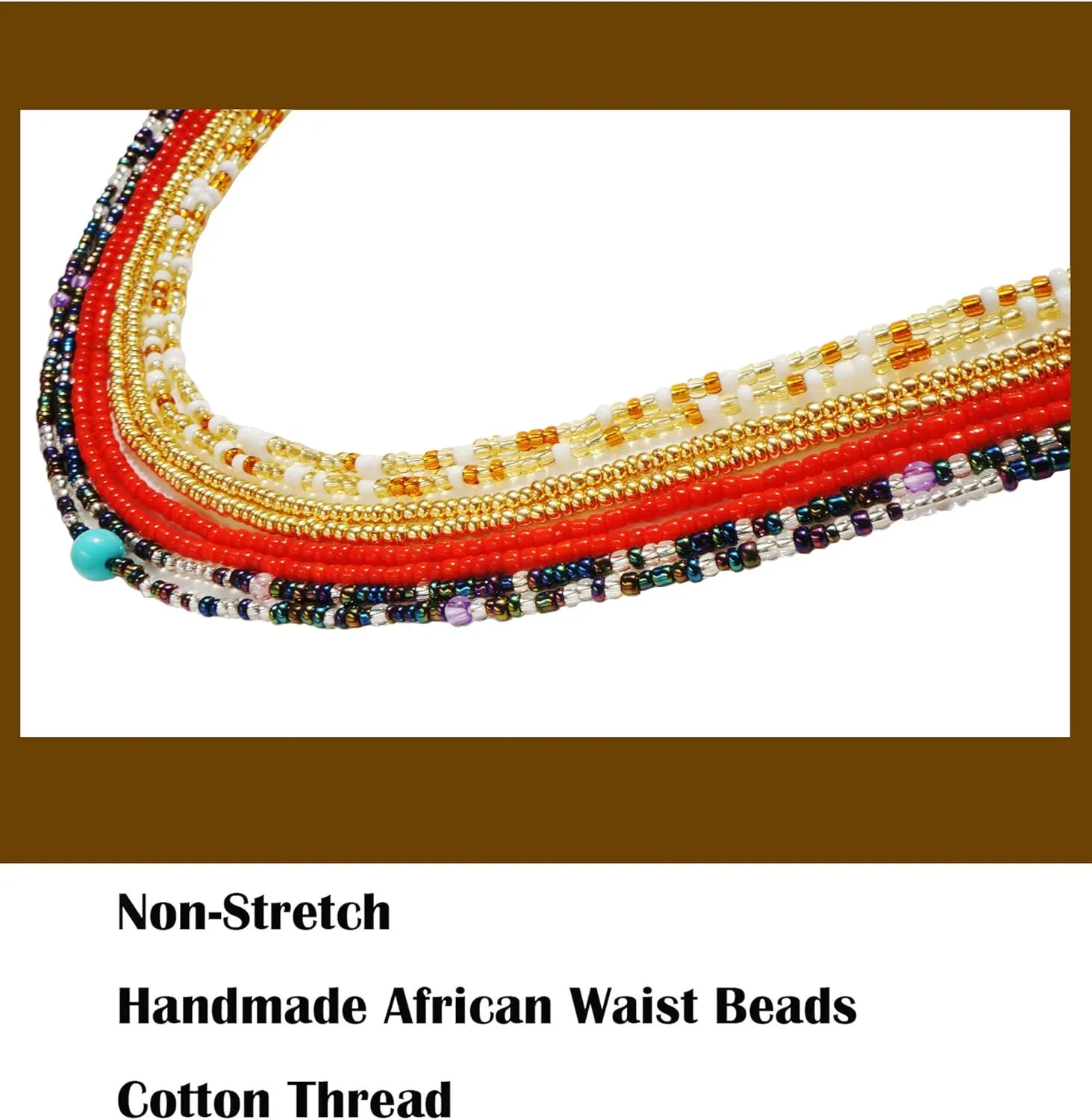 50 Inch Waist Beads for Women African Waist Beads Plus Size Layered Colorful Belly Beads Body Jewelry Non-Stretching Belly Chains4PCS