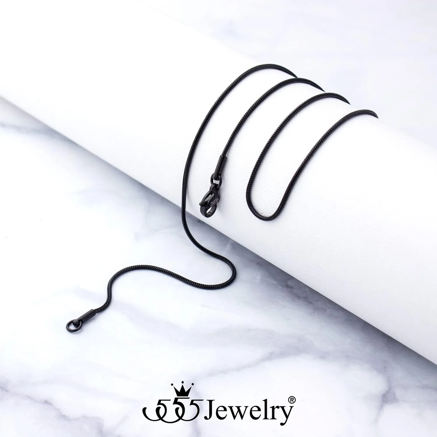 555Jewelry 1.2mm Stainless Steel Snake Chain Necklace for Men & Women, 16-28 Inch