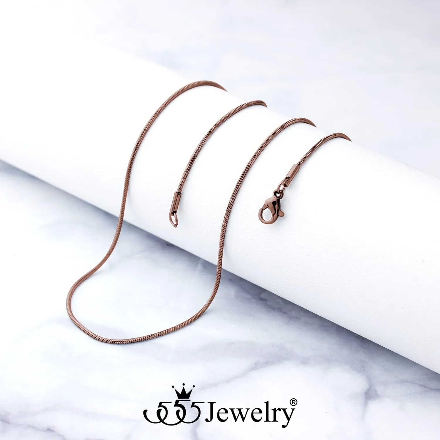 555Jewelry 1.2mm Stainless Steel Snake Chain Necklace for Men & Women, 16-28 Inch