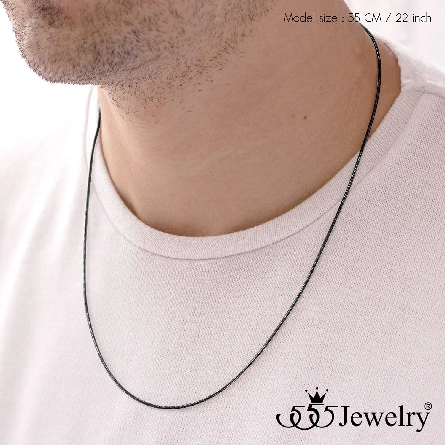 555Jewelry 1.2mm Stainless Steel Snake Chain Necklace for Men & Women, 16-28 Inch