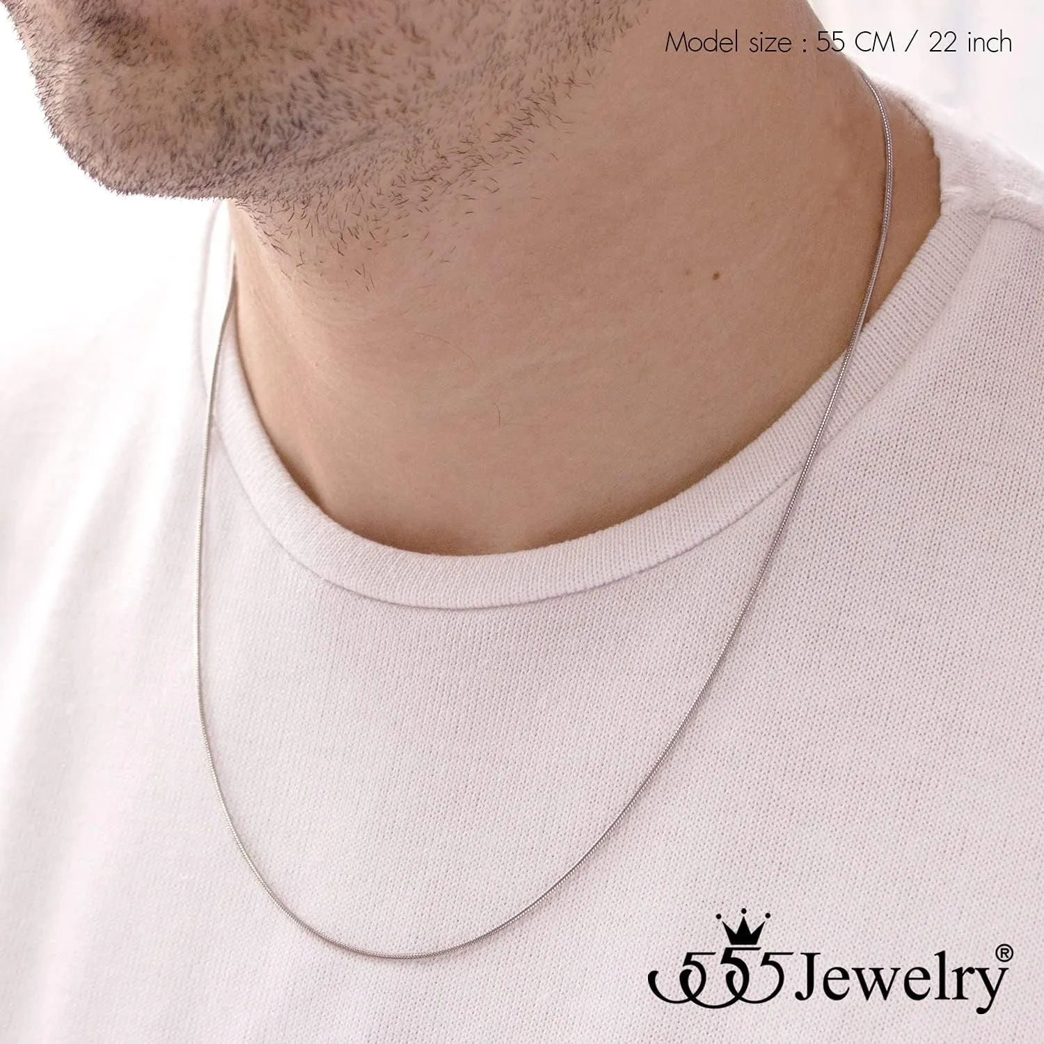 555Jewelry 1.2mm Stainless Steel Snake Chain Necklace for Men & Women, 16-28 Inch