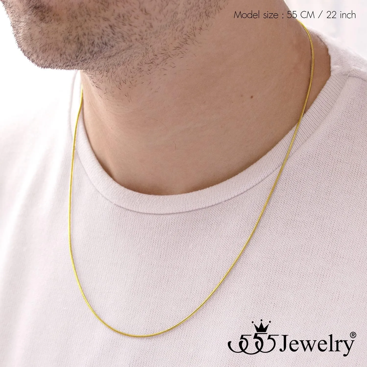 555Jewelry 1.2mm Stainless Steel Snake Chain Necklace for Men & Women, 16-28 Inch