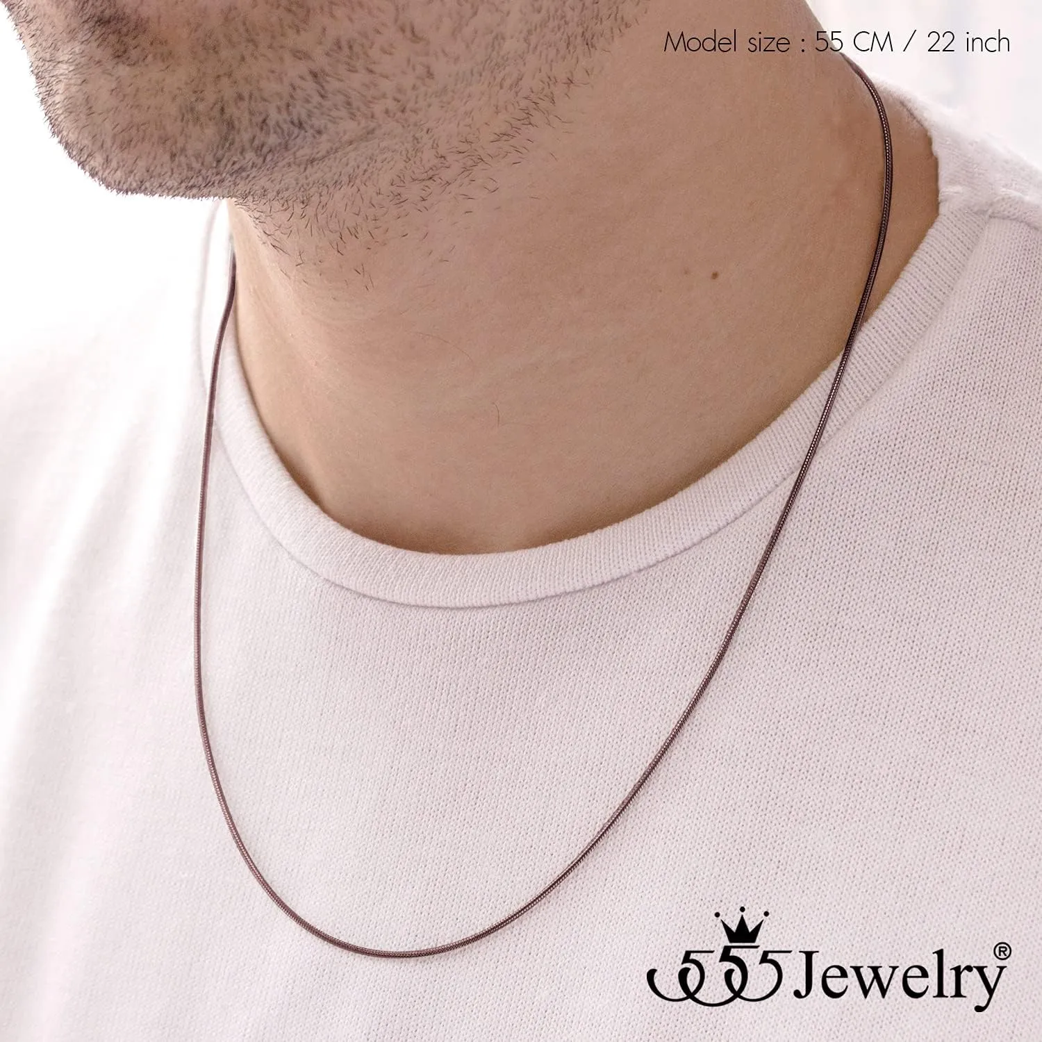 555Jewelry 1.2mm Stainless Steel Snake Chain Necklace for Men & Women, 16-28 Inch