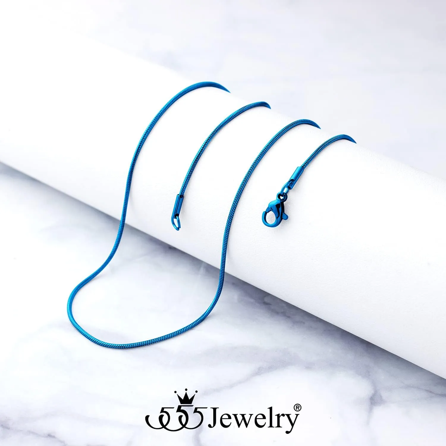 555Jewelry 1.2mm Stainless Steel Snake Chain Necklace for Men & Women, 16-28 Inch