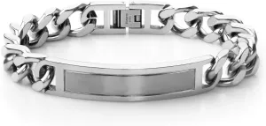 555Jewelry Mens Stainless Steel Bar Plate Tag Cuban Link Curb Chain Bracelet