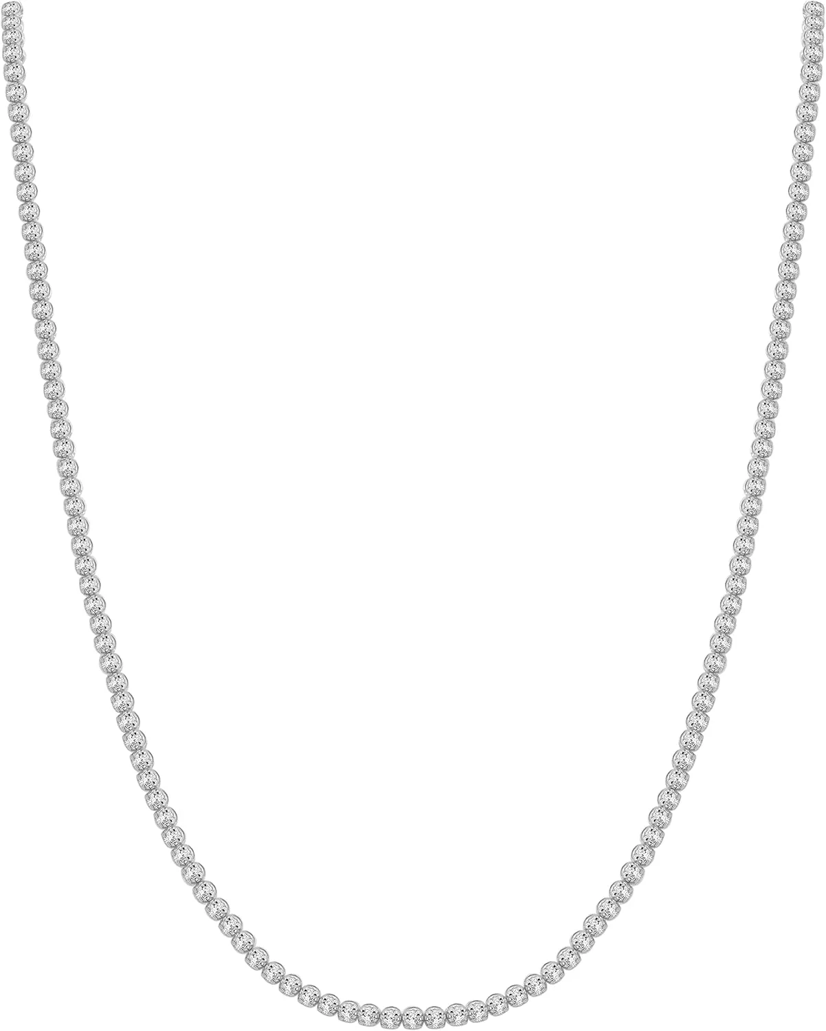 5CT Round Cut Natural Diamond Tennis Necklace For Women In 14K Gold 18" Inch Necklace For Women (Clarity - I3, Color-I/J) Best Gift for Any one