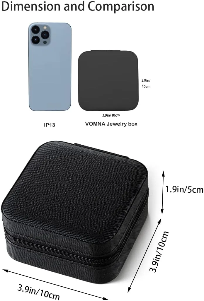 5pack/PU Leather Travel Jewelry Case, Mini Jewelry Box, Small Jewelry Organizer Portable Display Storage Case for Rings Earrings Necklace Bracelet Bangle,Gifts for Girls Women (Black)