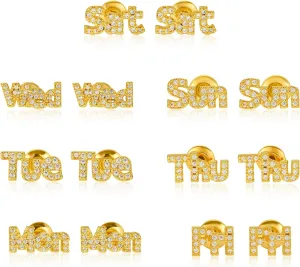 7 Pairs Stainless Steel Studs Earrings for Girls Hypoallergenic Earrings for Women CZ Studs Weekday Small Jewelry for Teen