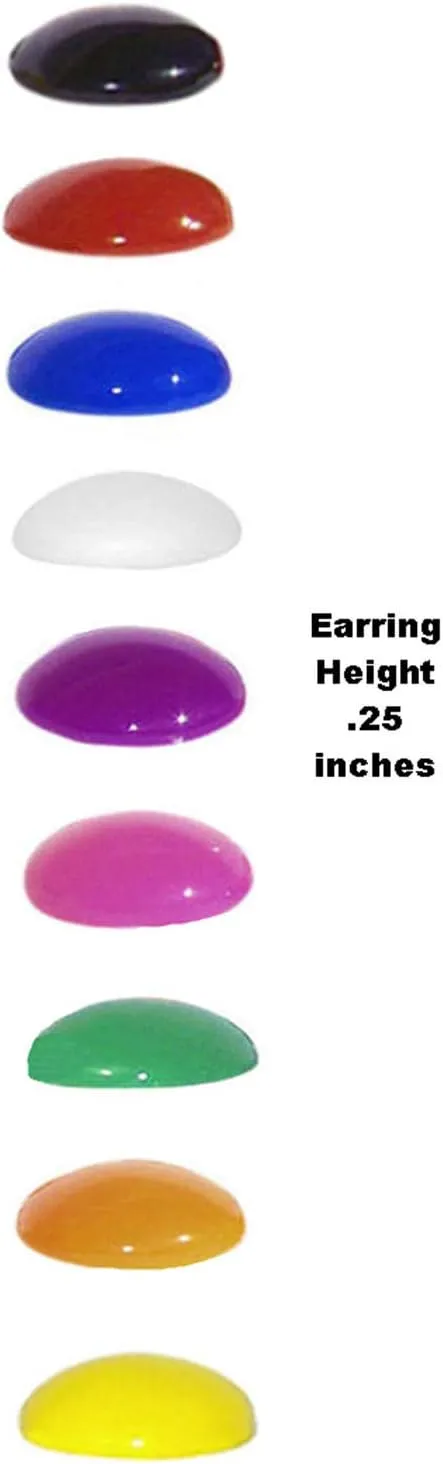 9 Pairs Multi Colors Round Button Acrylic Nylon Plastic Post Earrings Medical Hypoallergenic No Metal Studs Sensitive Ears Women