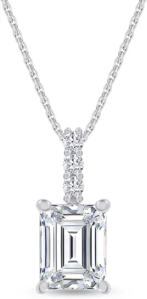 925 Sterling Silver 14k Gold Plated 8X6MM Emerald Cut Moissanite Diamond Solitaire Pendant Necklace for Women(VVS1 Clarity, 1.60 Cttw)
