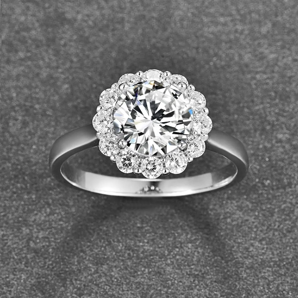 925 Sterling Silver 3.5ct CZ Engagement Ring, Solitaire Round Cut White Cubic Zirconia Wedding Band Ring for Women Size 5-10