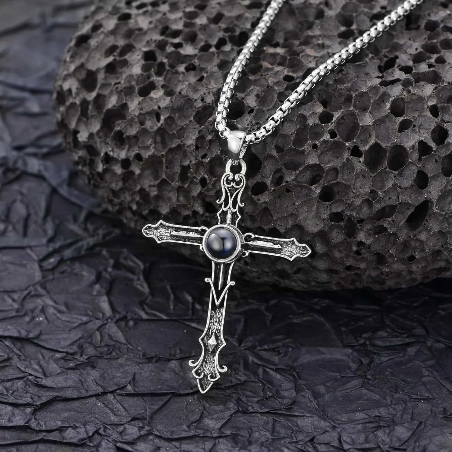 925 Sterling Silver Cross Projection Necklace for Women 100 Languages Custom Photo Pendant for Men Elegant Gift Box