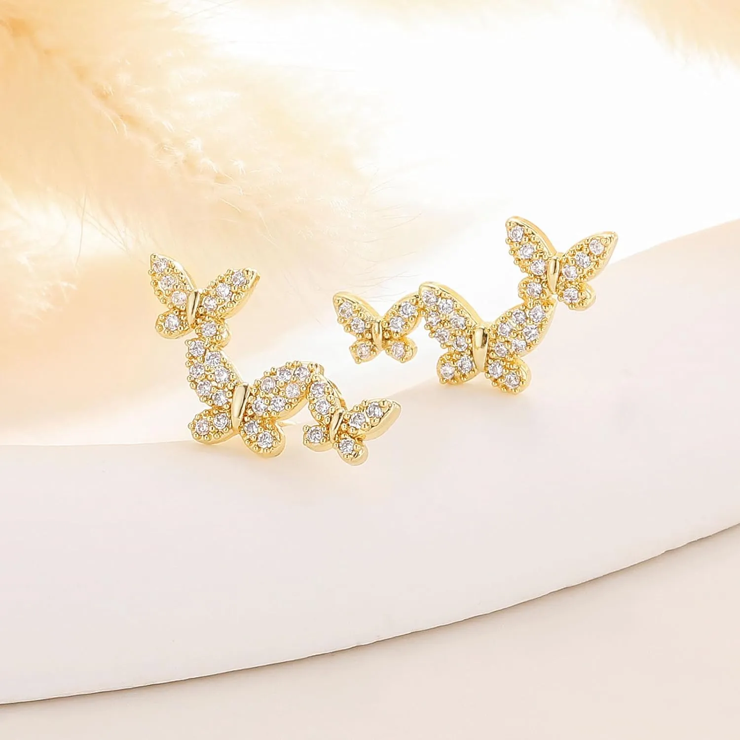 925 Sterling Silver Ear Crawler Stud Earrings for Women Gold Cubic Zirconia Ear Climber Earrings Faux Diamond Small Stud Crawler Earrings Trendy Jewelry Gift