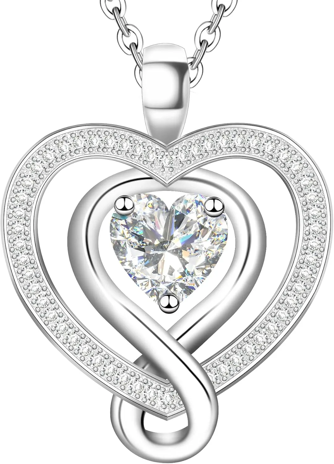 925 Sterling Silver Heart Necklace - Elegant Silver Jewelry for Women - Heart Pendant for Birthday, Anniversary - Ideal for Wife, Mom, Girlfriend