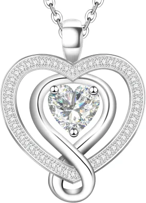 925 Sterling Silver Heart Necklace - Elegant Silver Jewelry for Women - Heart Pendant for Birthday, Anniversary - Ideal for Wife, Mom, Girlfriend