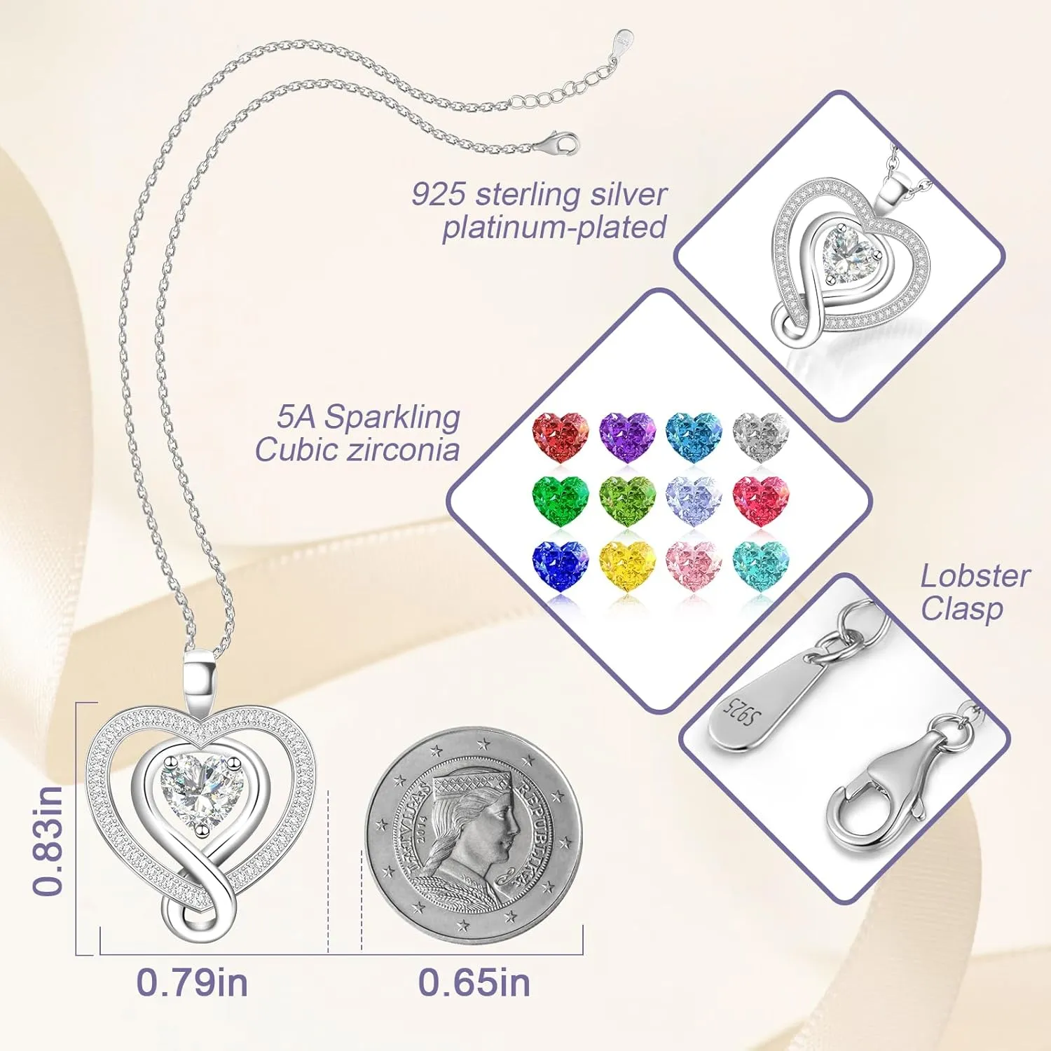 925 Sterling Silver Heart Necklace - Elegant Silver Jewelry for Women - Heart Pendant for Birthday, Anniversary - Ideal for Wife, Mom, Girlfriend