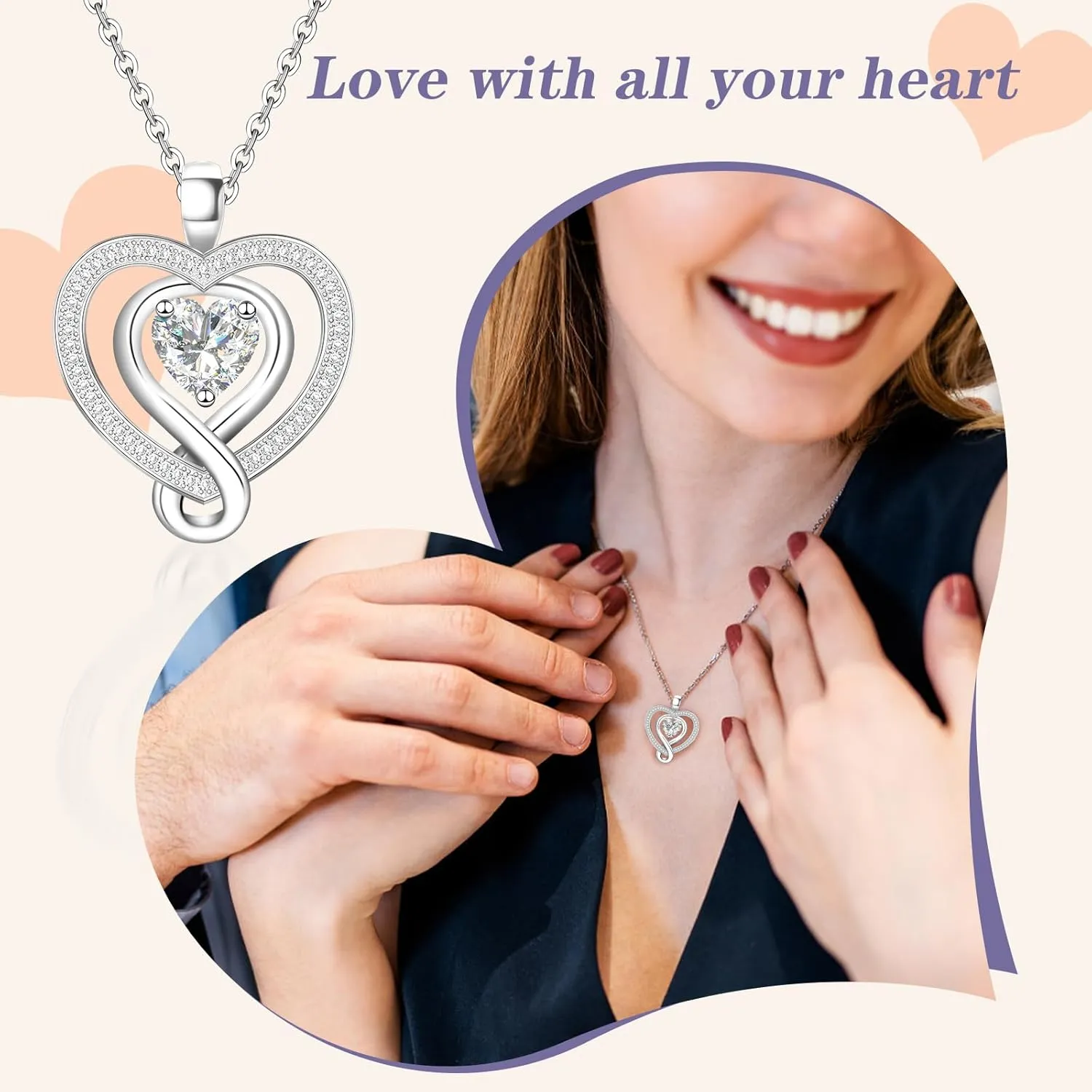 925 Sterling Silver Heart Necklace - Elegant Silver Jewelry for Women - Heart Pendant for Birthday, Anniversary - Ideal for Wife, Mom, Girlfriend