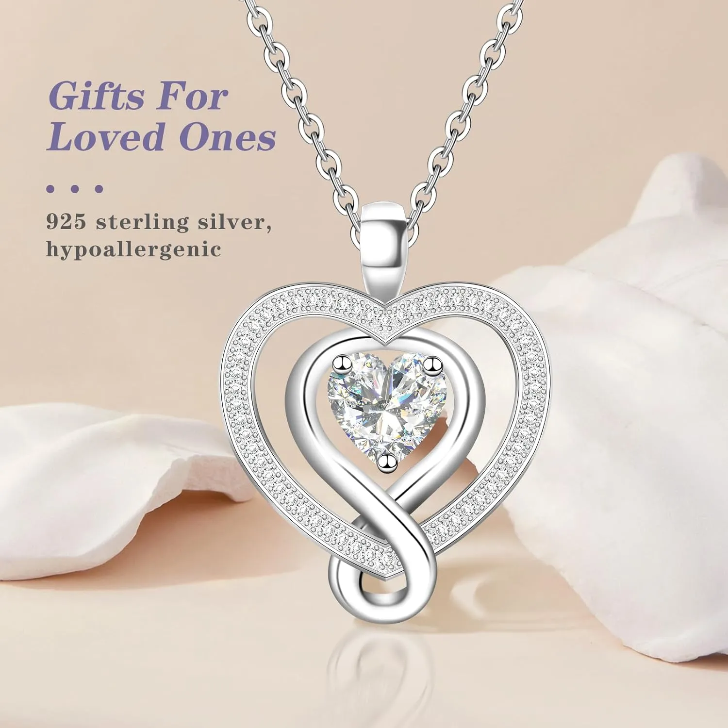 925 Sterling Silver Heart Necklace - Elegant Silver Jewelry for Women - Heart Pendant for Birthday, Anniversary - Ideal for Wife, Mom, Girlfriend