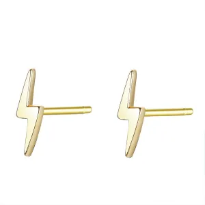 925 Sterling Silver Lightning Bolt Bar Stud Earrings | Minimalist Small Earrings for Women
