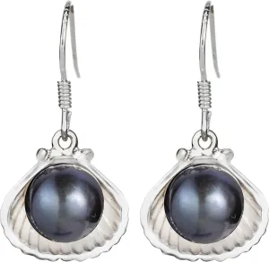 925 Sterling Silver Natural Pearl in Seashell Dangle Earrings, Nickel Free Hypoallergenic for Sensitive Skin, Freshwater Black White Pearls, Hawaiian Island Jewelry, Gift Box Included