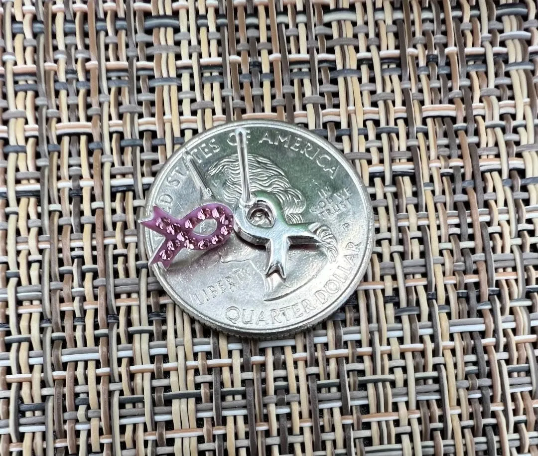 925 Sterling Silver Pink Crystals Breast Cancer Ribbon or Your Choice Colors Stud Earrings