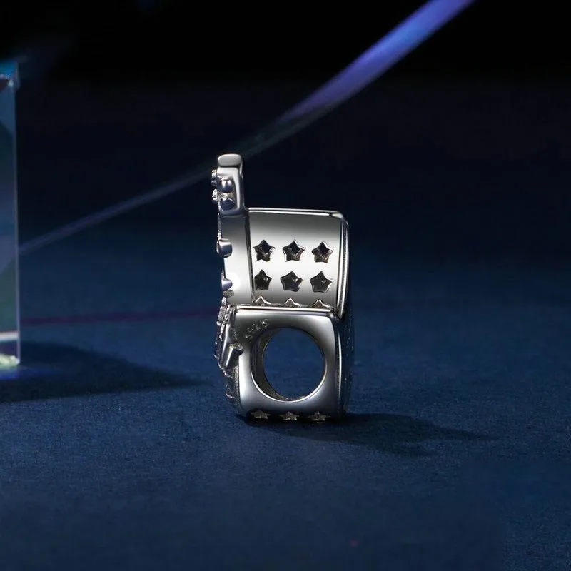 925 Sterling Silver Platinum Plated Skull Bass Pendant