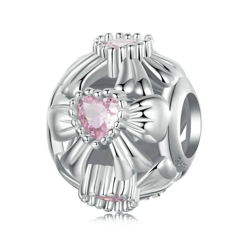 925 Sterling Silver Platinum Plated Sweet Bow Diy Beads