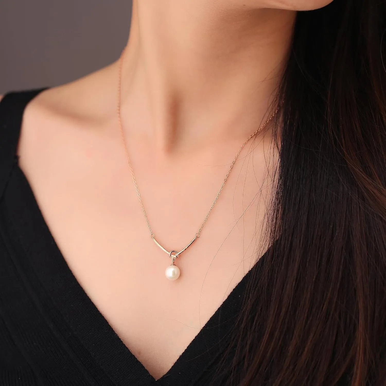 925 Sterling Silver Single Pearl Necklace Knot Design Freshwater Pearl Pendant Jewelry, Dainty Elegant Daily Wear Ideal Gift for Special Moments