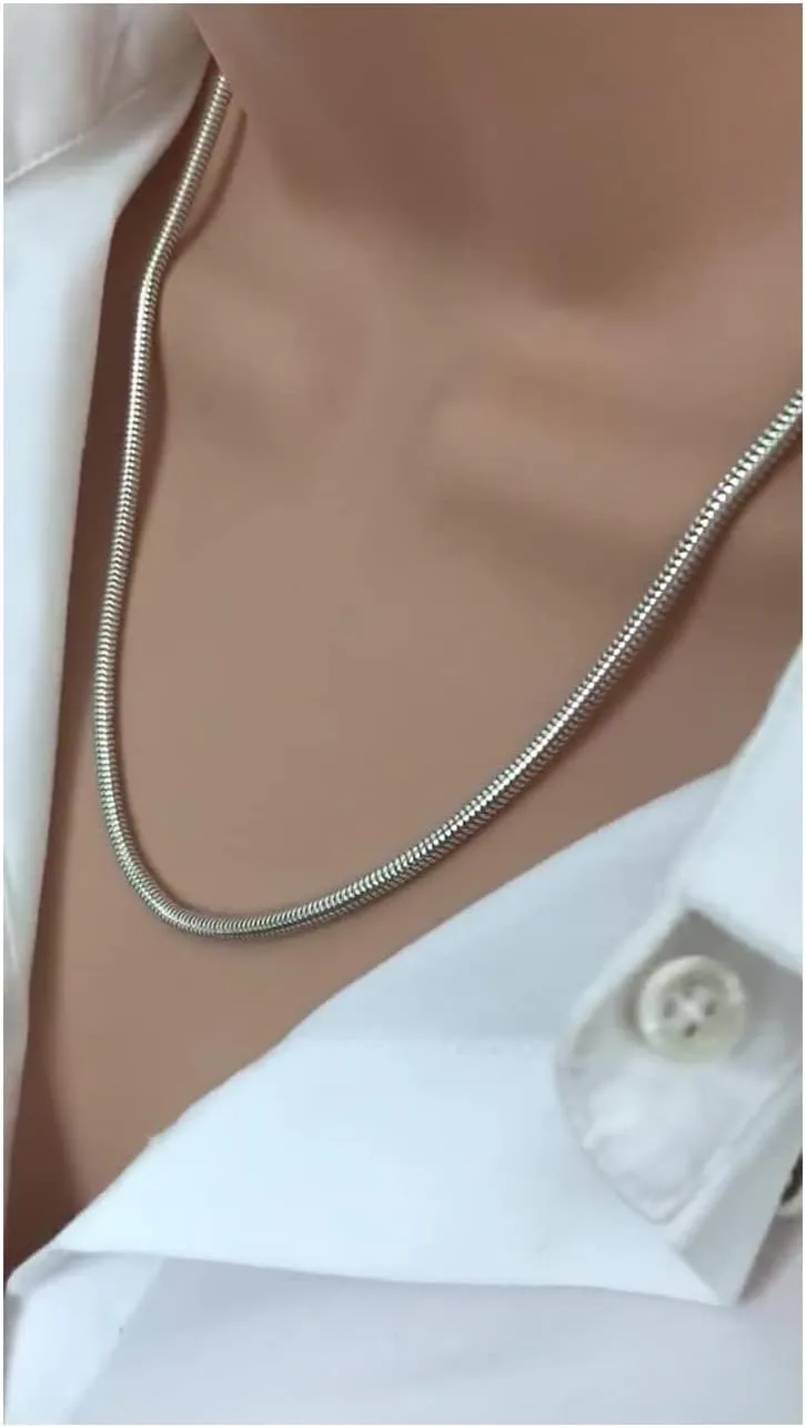 925 Sterling Silver Snake Chain Necklace - 2MM, 3MM, 4MM, 5MM Round Solid Silver Chains - Flexible, Men and Women's Jewelry - Made In Italy