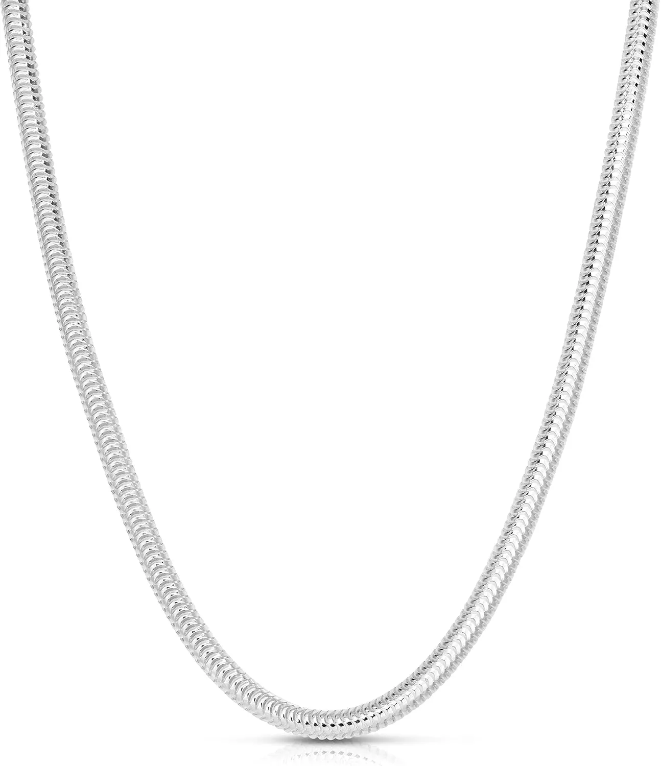 925 Sterling Silver Snake Chain Necklace - 2MM, 3MM, 4MM, 5MM Round Solid Silver Chains - Flexible, Men and Women's Jewelry - Made In Italy