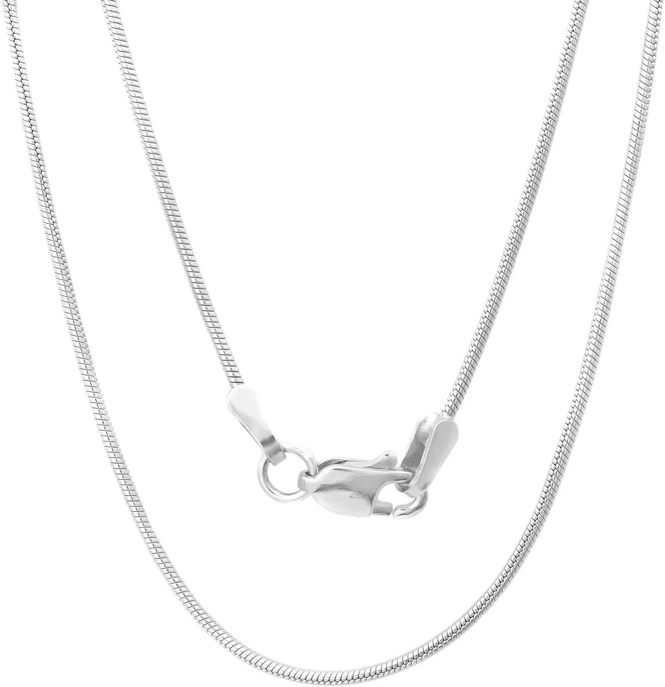 925 Sterling Silver Snake Chain Necklace - 2MM, 3MM, 4MM, 5MM Round Solid Silver Chains - Flexible, Men and Women's Jewelry - Made In Italy