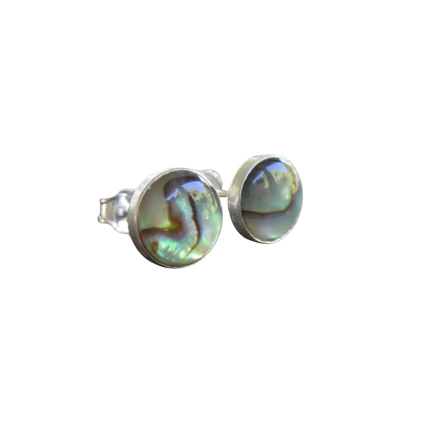 Abalone Stud Earrings, 8mm Round Studs