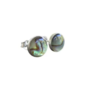 Abalone Stud Earrings, 8mm Round Studs