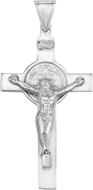 AeraVida Large Spiritual Devotion Jesus Crucifix Cross .925 Sterling Silver Trinket Pendant | Faith-Inspired Christian Jewelry | Elegant Religious Silver Pendant