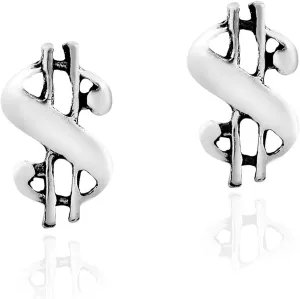 AeraVida Trendy Dollar Sign .925 Sterling Silver Stud Earring | Minimalist Sterling Silver Stud Earring for women | Dollar Sign Stud Earrings | Chic Stud Earrings