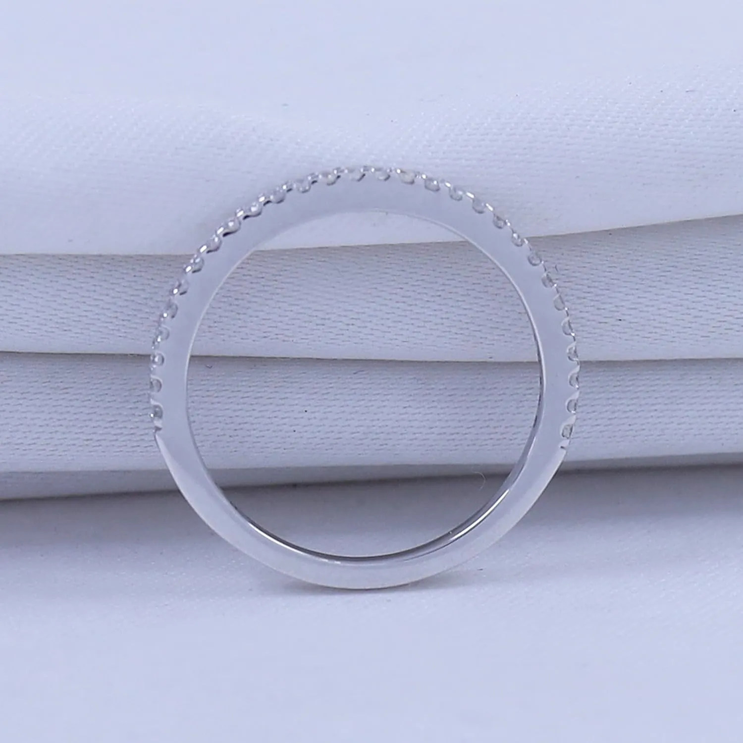 AFFY 1.3MM Wedding Stackable Band, 1/6 Carat Round Moissanite or Lab Grown Diamond Half Eternity Minimalist Wedding Band Engagement Ring for Women in 14K Gold Over Sterling Silver (0.15 Ctw)