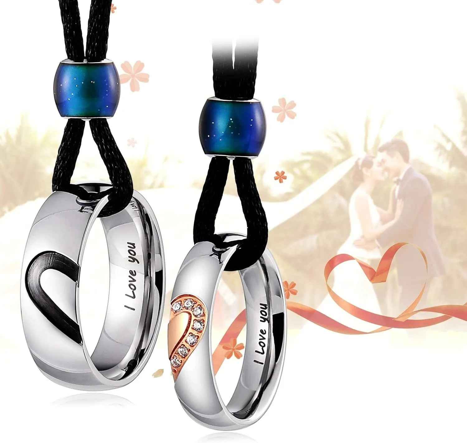 Aienid Couple Necklace Pendant,King Queen Tungsten Steel Pendant Necklace for Wedding