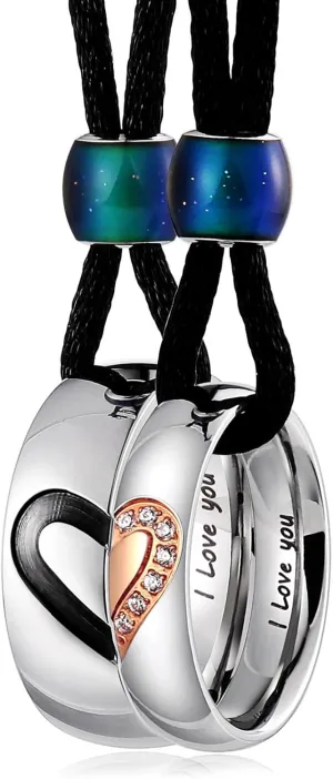 Aienid Couple Necklace Pendant,King Queen Tungsten Steel Pendant Necklace for Wedding