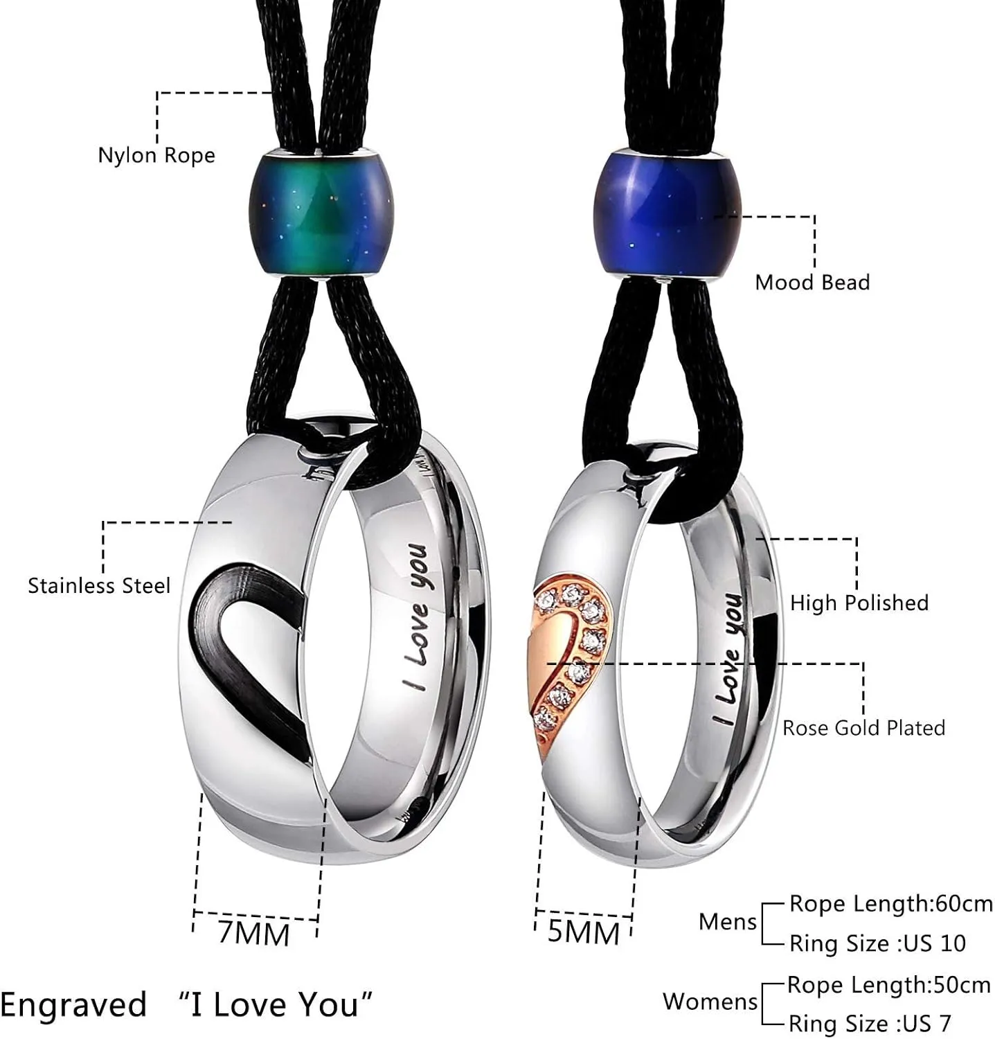 Aienid Couple Necklace Pendant,King Queen Tungsten Steel Pendant Necklace for Wedding