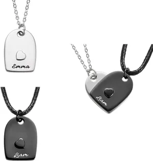 AILIN Custom Heart Puzzle Matching Couple Necklace Set With Name 925 Sterling Silver/Brass Personalized Engraved Love Pendant Necklace Friendship Jewelry Gifts For Boyfriend Girlfriend