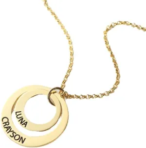 AILIN Perosonalized Name Necklace 925 Sterling Silver 2-5 Stacked Circles Engraved Name Pendant Custom Family Gifts For Mother Couple Women