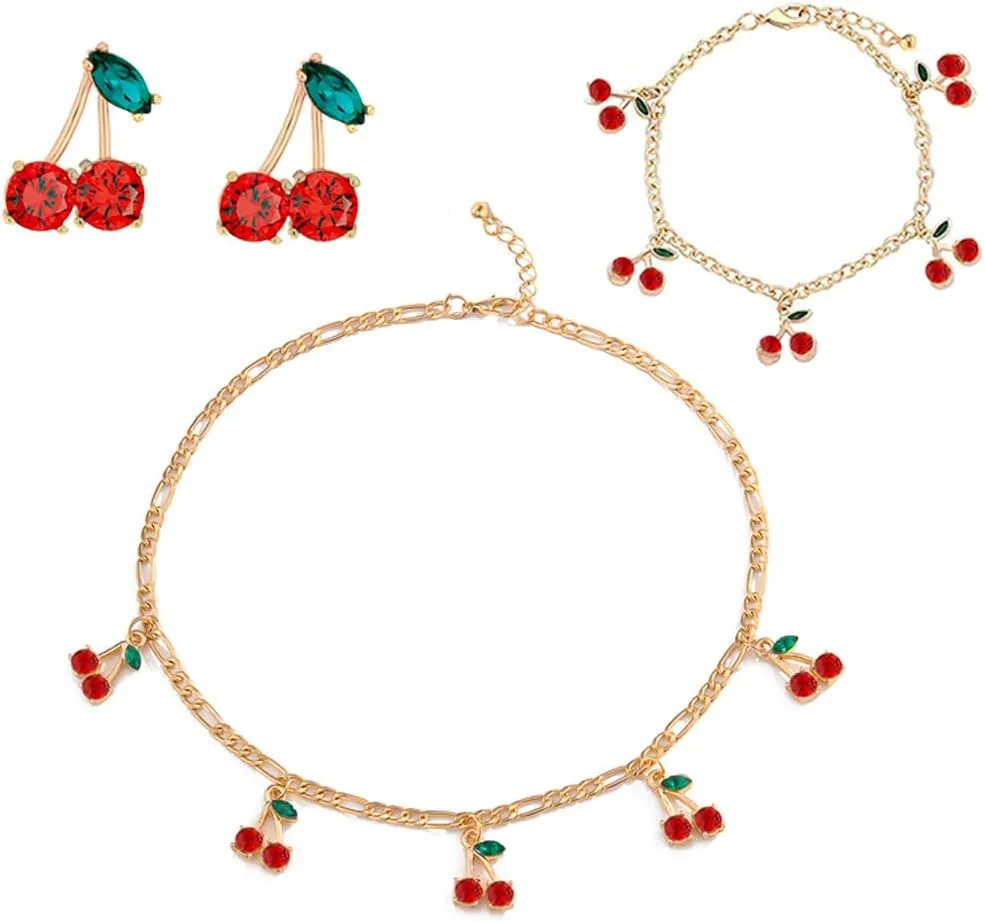 ALAIX Women's Gold Chain Necklace Gold Chain Choker Necklace with Cherry Pendant for Women Teen Girls