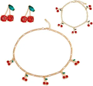 ALAIX Women's Gold Chain Necklace Gold Chain Choker Necklace with Cherry Pendant for Women Teen Girls