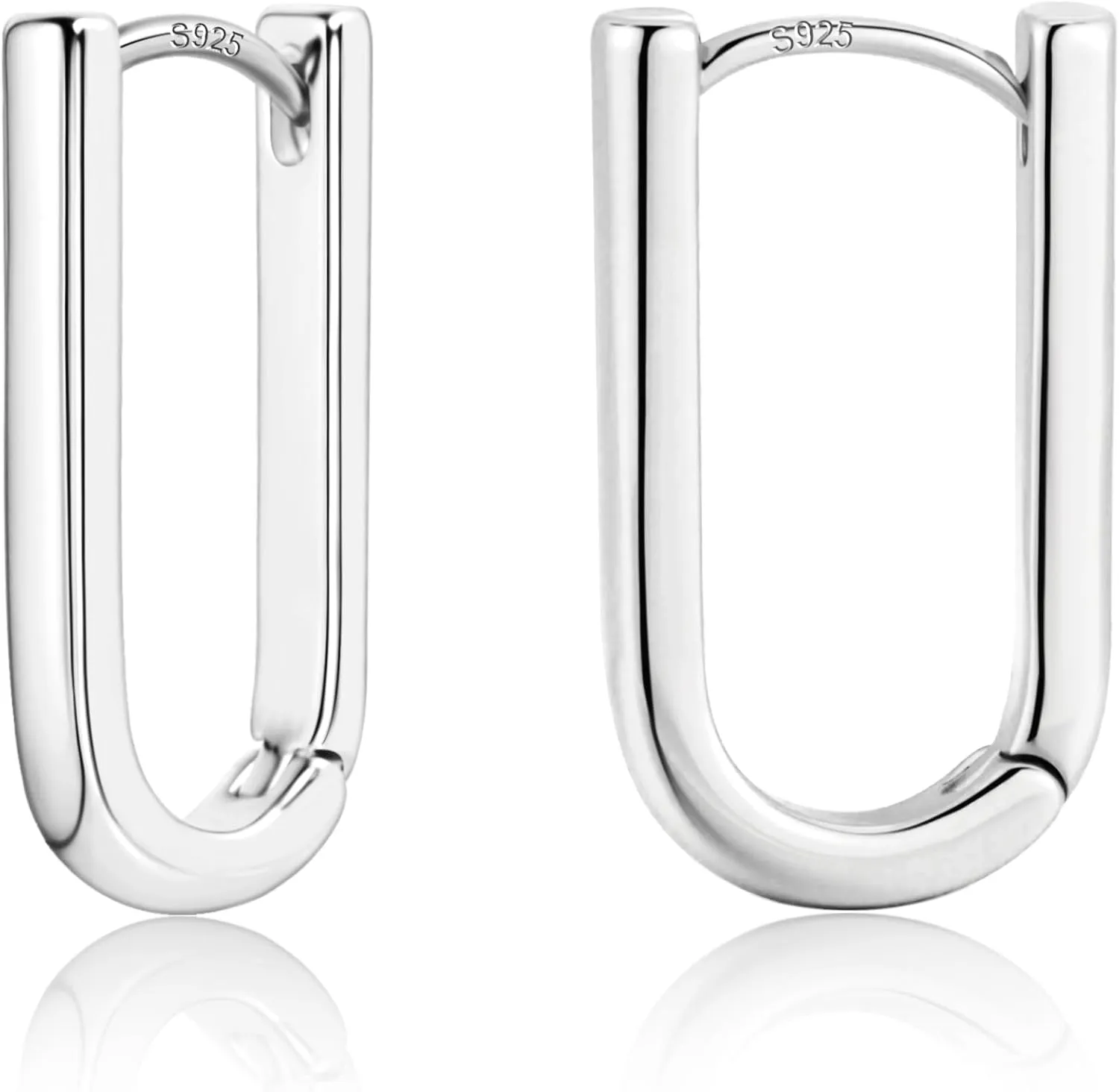 ALEXCRAFT 925 Sterling Silver Hoop Earrings for Women, Hypoallergenic 14K Gold Plated Small Rectangle Huggie Hoop 12x22mm Outer Diameter Medium Square Rectangle Hoops Earrings for Women Jewelry Gifts