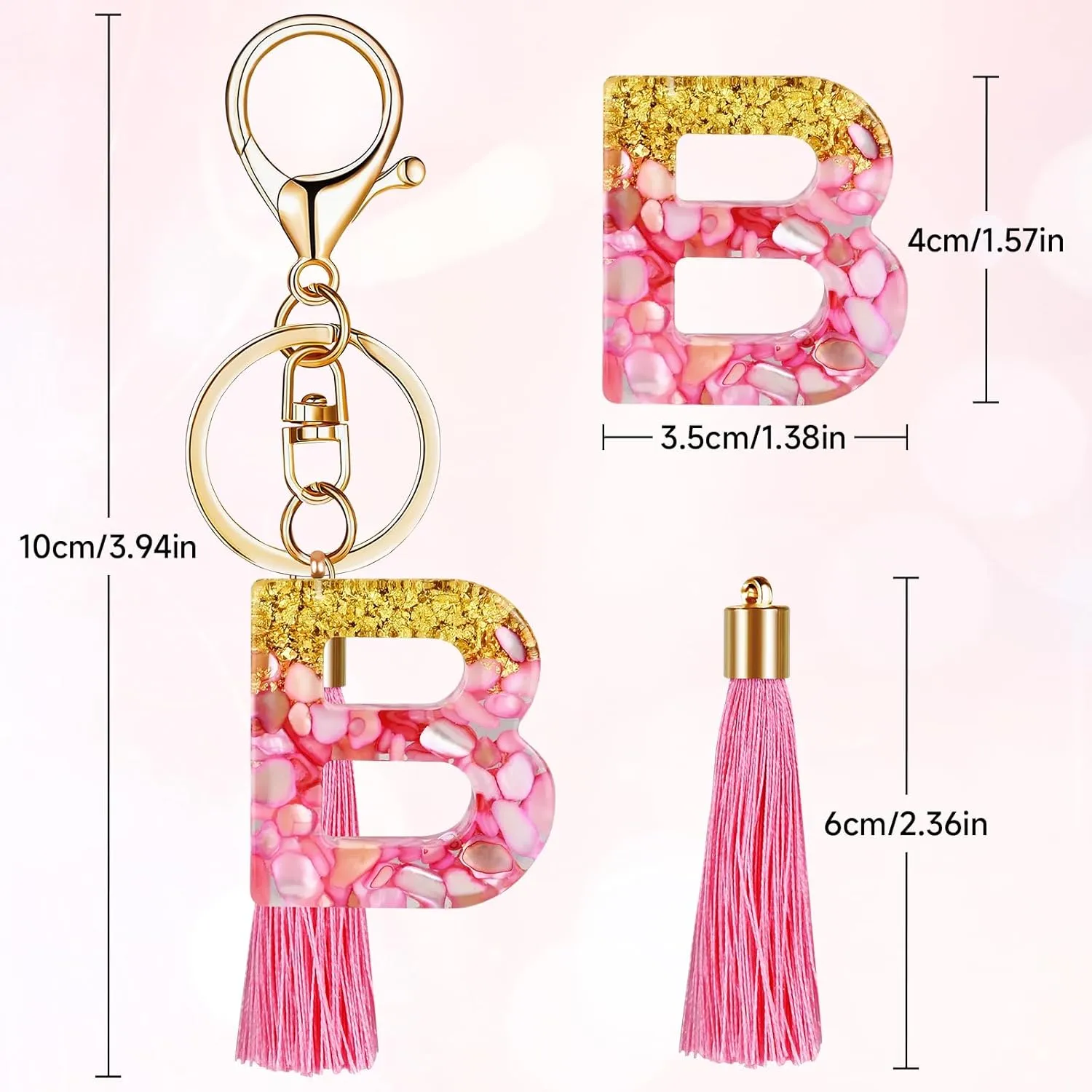 Alphabet Initial Letter Keychain for Women gift To Little Girls Tassel Pendant Key Ring for Backpack