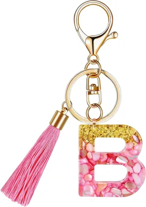 Alphabet Initial Letter Keychain for Women gift To Little Girls Tassel Pendant Key Ring for Backpack