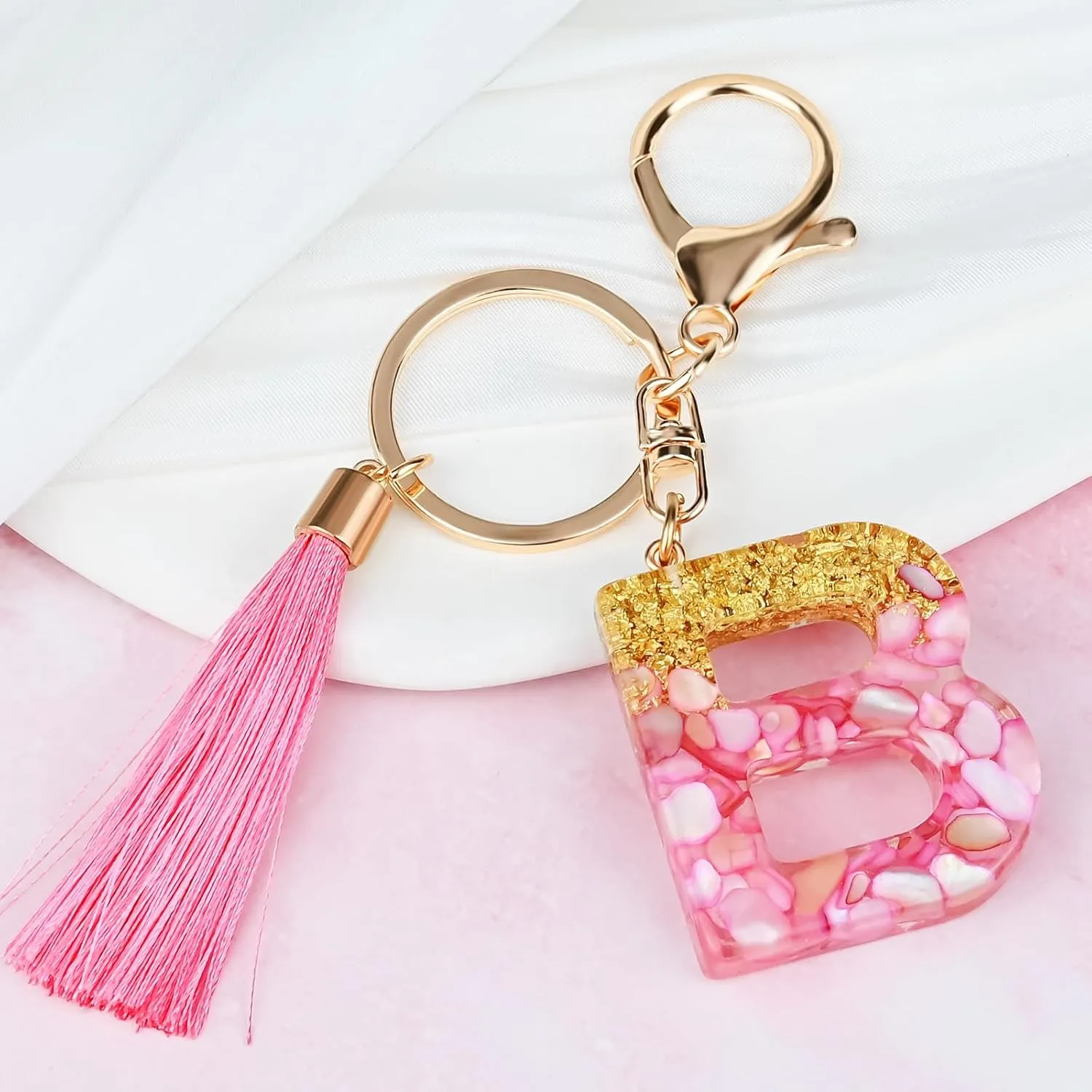 Alphabet Initial Letter Keychain for Women gift To Little Girls Tassel Pendant Key Ring for Backpack