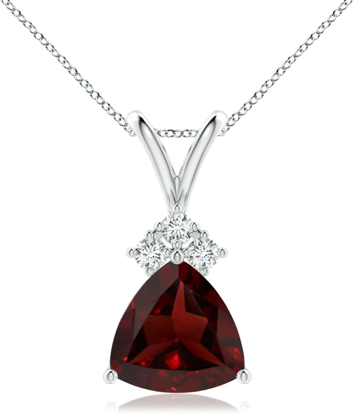 Angara Natural 1.9 Ct Garnet and 0.09 Ct Diamond Classic Pendant Necklace for Women in Platinum (Grade-AA | Size-8mm) | January Birthstone, Birthday, Anniversary, Wedding Jewelry Gift For Women